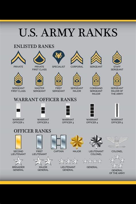 Buy United States Army Rank Chart Reference Enlisted Officer NCO Guide ...