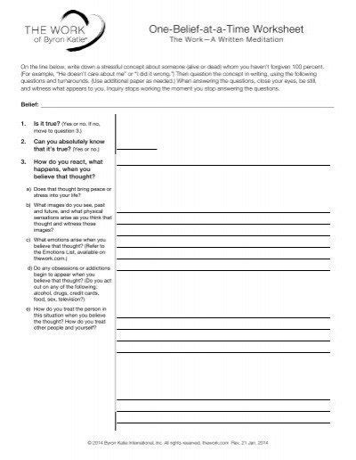 Byron Katie The Work Worksheets - Worksheets Master