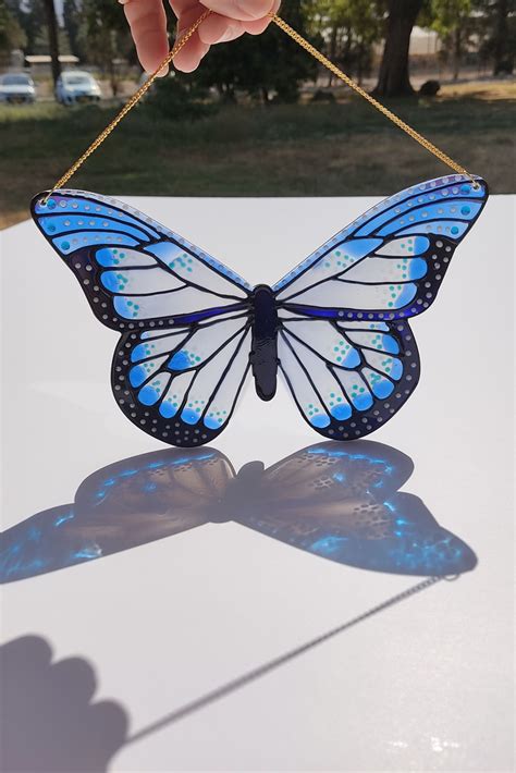 BLUE Butterfly Suncatcher For Window in 2021 | Suncatchers, Handmade ...