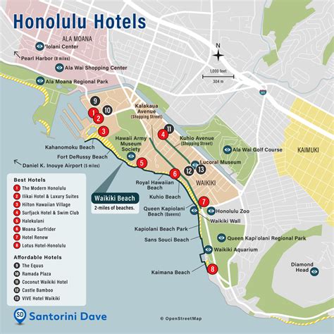 Waikiki Beach Hotels Map - Sayre Courtnay