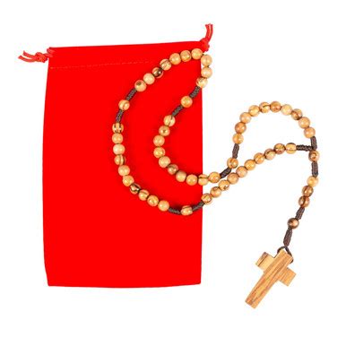 Holy Land Olive Wood Cord Rosary in Velvet Bag | Rosary.com™