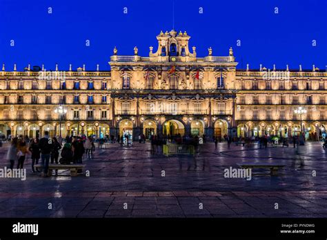 The Plaza Mayor, Main Square, in Salamanca, Spain, is a large plaza ...