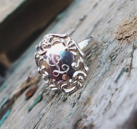 Spoon Style Sterling Silver Monogram Ring / Custom Monogram | Etsy