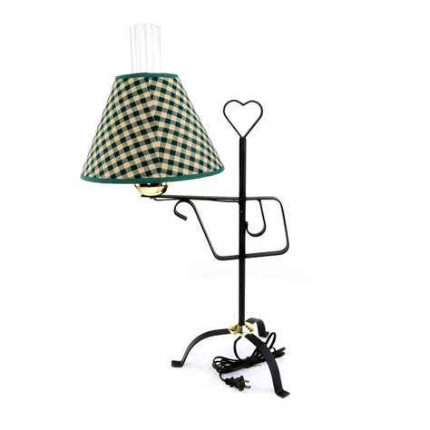 Wrought Iron Table Lamp | Country Heart Design with Fabric Shade