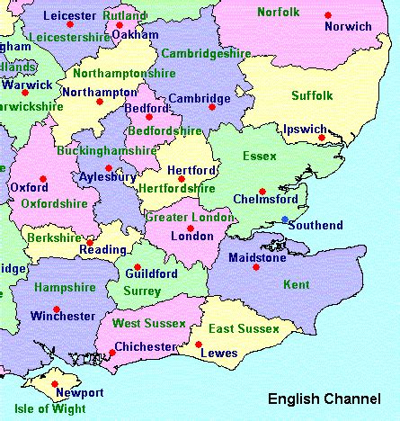 Map South East England Counties