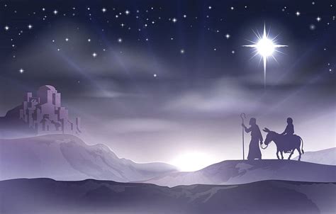 Vector, Christmas, New year, Bethlehem, Mary and Joseph HD wallpaper ...