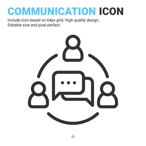 Communication icon vector with outline style isolated on white ...