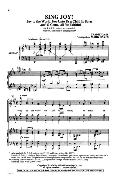 Sing Joy! by Mark Hayes - Choir - Digital Sheet Music | Sheet Music Plus