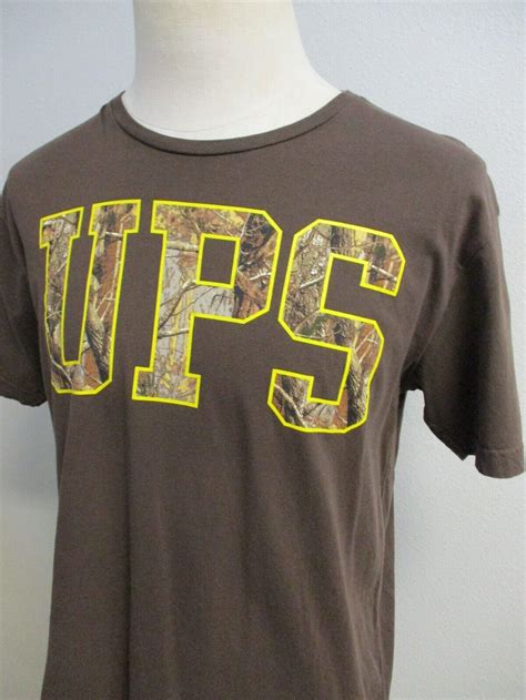 UPS Driver Camo Brown Mens Employee Uniform Shirt Sz L - Gem