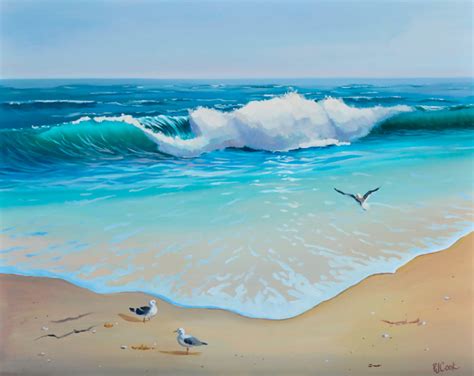 Rolling Ocean Waves Seascape Oil Painting - PJ Cook Gallery of Original ...