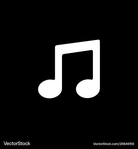 Music note icon on black background black flat Vector Image