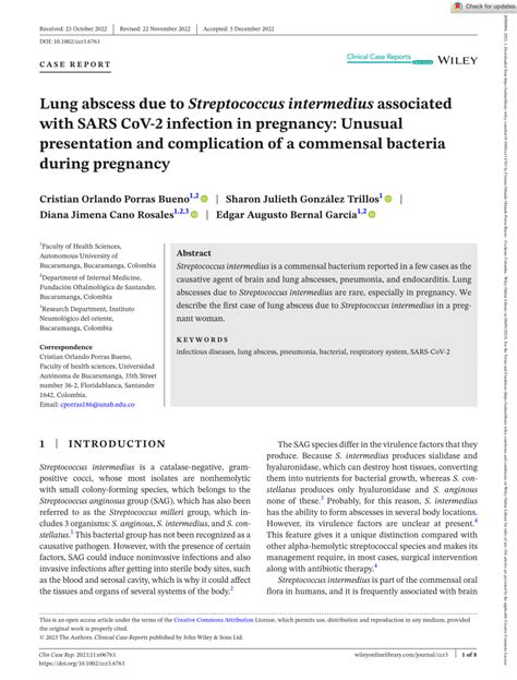 (PDF) Lung abscess due to Streptococcus intermedius associated with ...