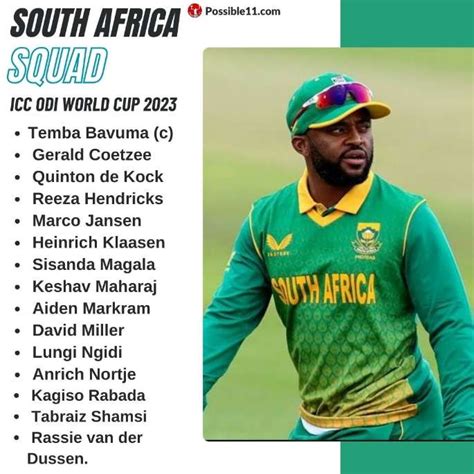 South Africa announces squad for World Cup 2023