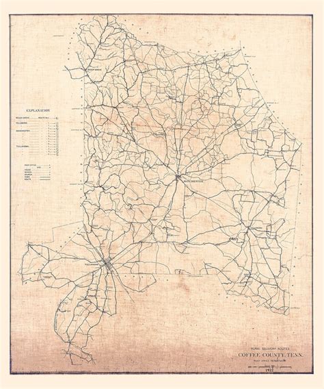 1922 Map of Coffee County Tennessee - Etsy