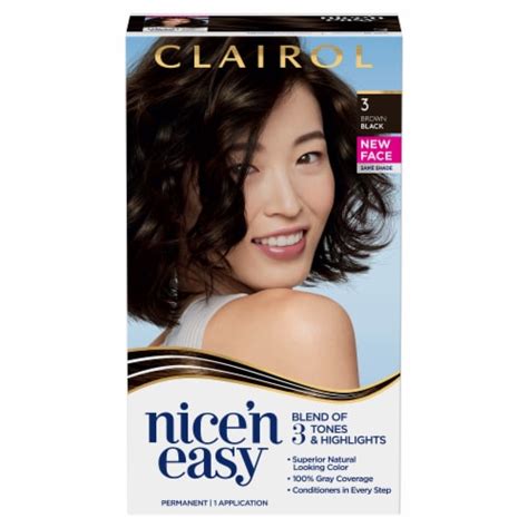 Clairol Nice'n Easy 3 Brown Black Permanent Hair Color, 1 ct - Fry’s ...