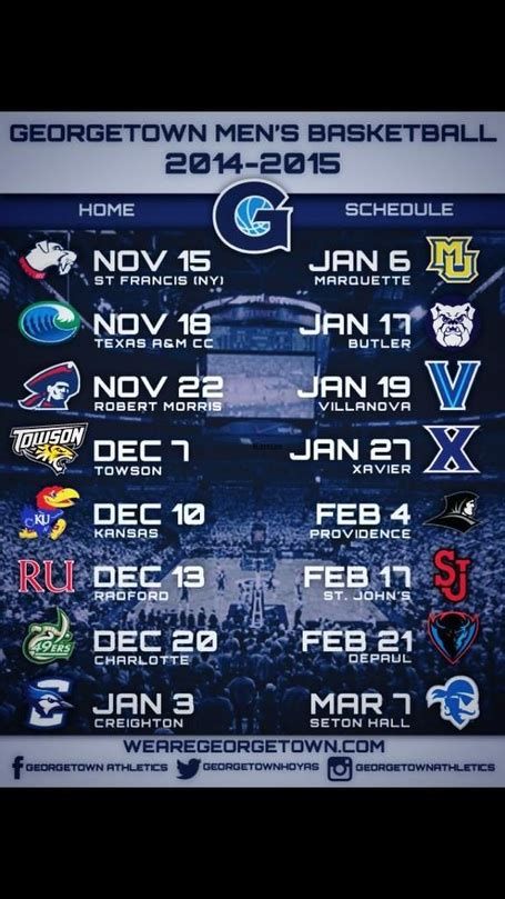 Georgetown Hoyas 2014-15 Schedule Released - Casual Hoya