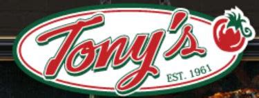 Tony's Pizza menu in London, Ontario, Canada