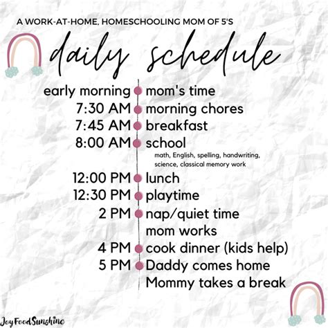 Daily Homeschool Schedule (Mom of 6) - JoyFoodSunshine