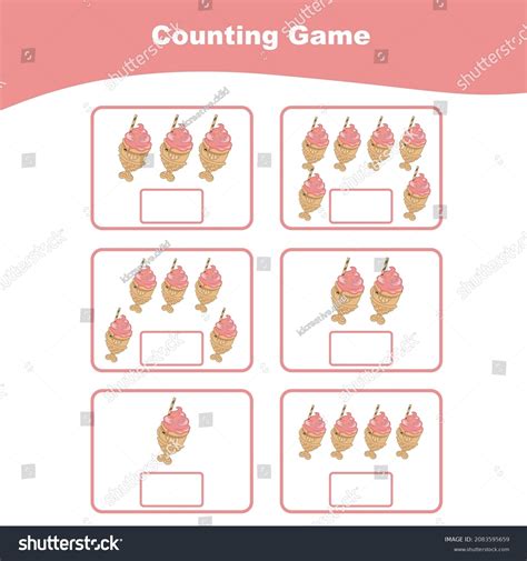 Counting Game Preschool Children Educational Printable Stock Vector ...