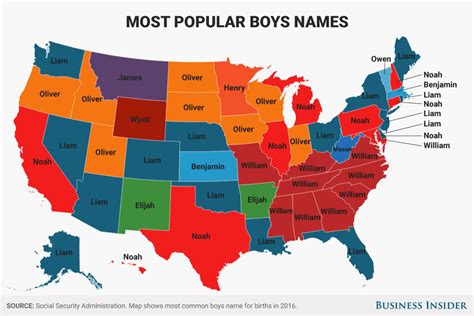 Most popular baby names state map - Business Insider