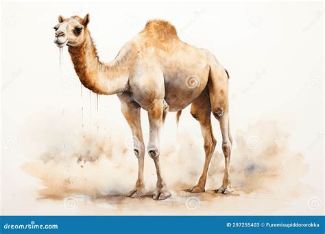 Watercolor Camel Watercolor Realistic Camel Desert Stock Illustration ...