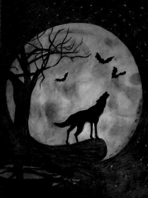 Moon wolf | drawing | animal drawing | Wolf drawing, Sketches, Wolf sketch