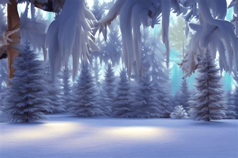 Winter Magical Forest Landscape Background · Creative Fabrica