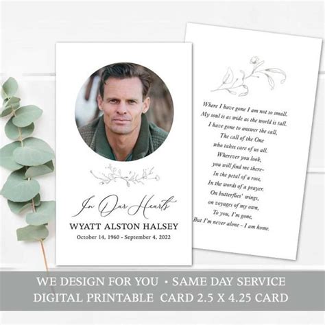 In Loving Memory Cards Printable Template for Funeral Memorial Service