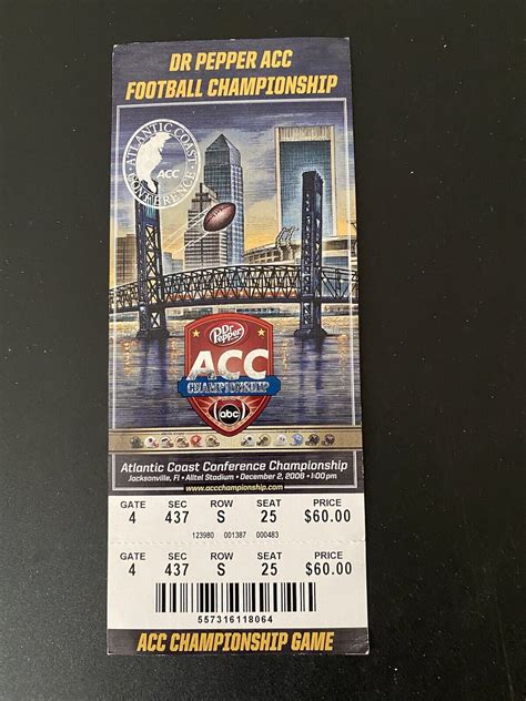 CALVIN JOHNSON Georgia Tech Wake Forest Ticket Full 2006 ACC ...