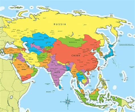 Asia Map Countries and Wall Decal, asia political map HD wallpaper | Pxfuel