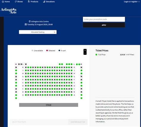 Seating Plan – Arlington Arts Centre