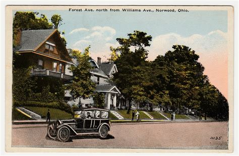 Norwood Ohio Postcard Forest Ave North From Williams Ave 1920s White ...