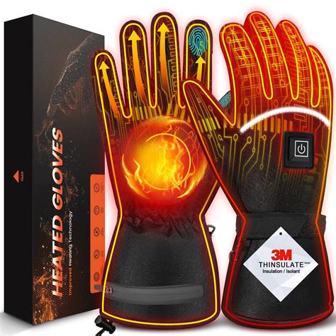 LYSHION Heated Gloves for Men Women, Rechargeable Electric Heated Glove ...