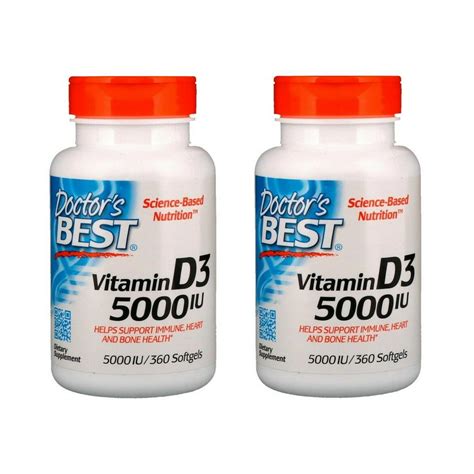 Doctor's Best - Vitamin D3, 5,000 IU, 360 Softgels - 2 Packs - Walmart ...