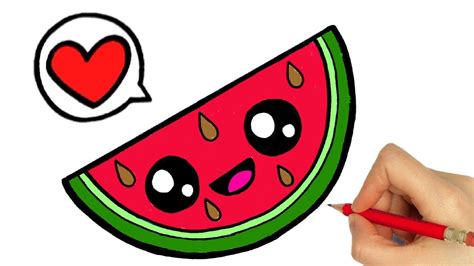 How To Draw A Watermelon Cute Learn to draw a nice cartoon watermelon ...