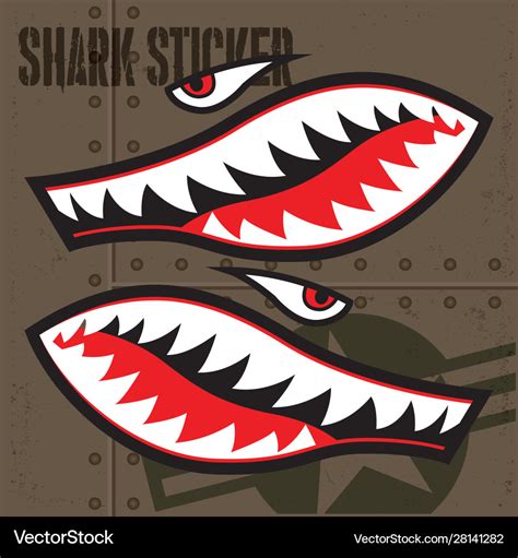 Flying tiger shark mouth sticker vinyl 7 Vector Image