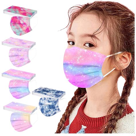 50pc Child Kids Face Mask Disposable Tie Dyed Mask 3-layer Breathable ...