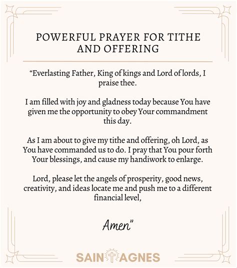 5 Powerful Prayer For Tithes And Offering: Printable Images