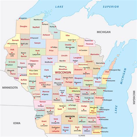 Wisconsin Counties Map | Mappr