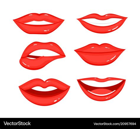 Collection of red lips with Royalty Free Vector Image