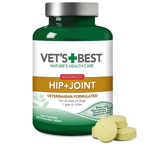 Vet's Best Advanced Hip & Joint Dog Supplements, 90 Chewable Tablets ...