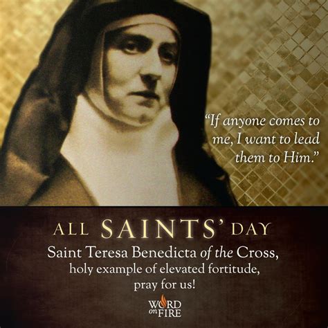 an image of saint teresa benediciaa of the cross with words above it