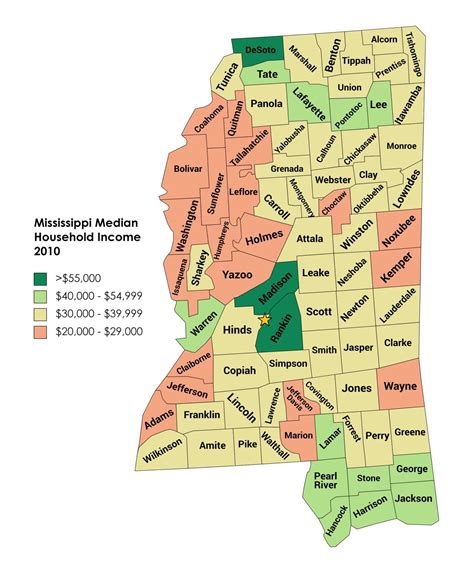 Median Household Income in Mississippi, 2010. - Maps on the Web