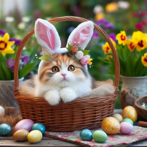 Easter Kitty 💓 D3 - AI Generated Artwork - NightCafe Creator