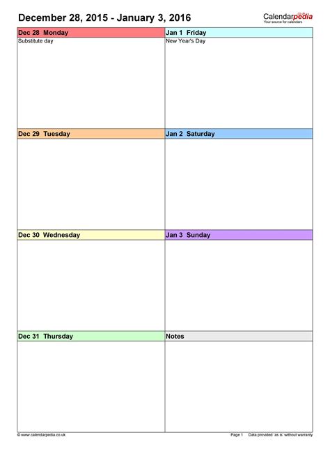 1 Week Calendar Fillable Printable | Calendar Printables Free Templates