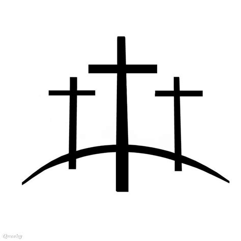 three crosses on top of each other in black and white