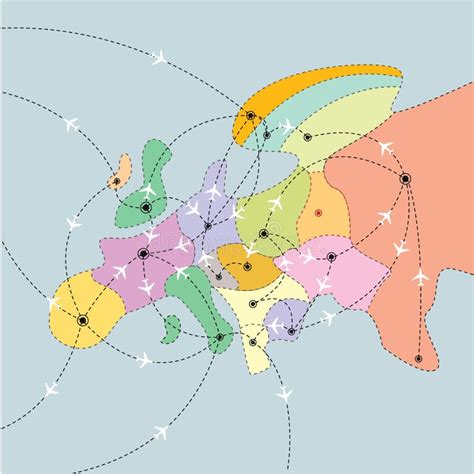 Political Map of Europe with Flying Planes Stock Vector - Illustration ...