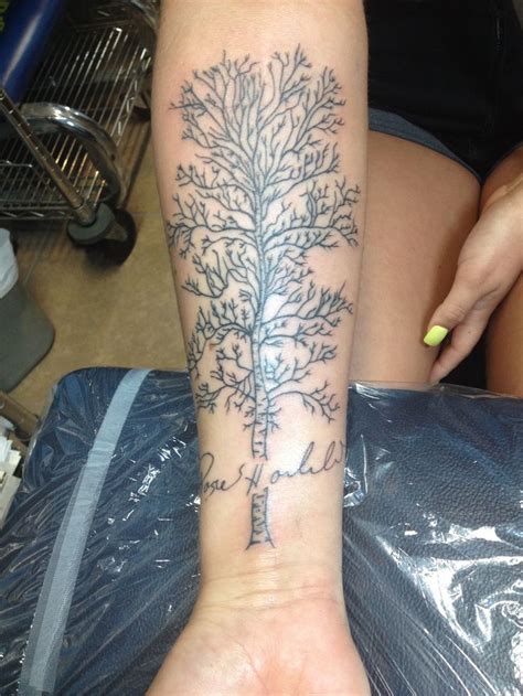 Birch tree tattoo with signature inside | Tree tattoo ideas | Pinterest