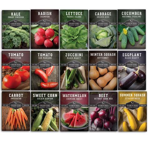 Survival Garden Seeds Vegetable Garden Collection Seed Vault - Non-GMO ...