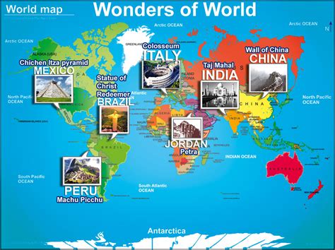 7 Wonders Of The World Map – Map Vector